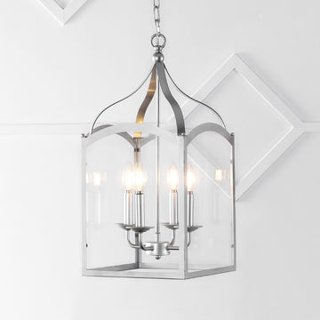 Ruth 11" Traditional Classic Lantern Metal/Glass LED Pendant - JONATHAN Y